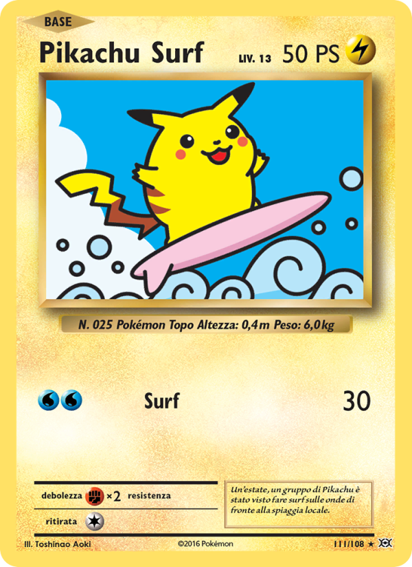 Pikachu Surf 111/113 — Evolutions (Italian Pokémon TCG card)