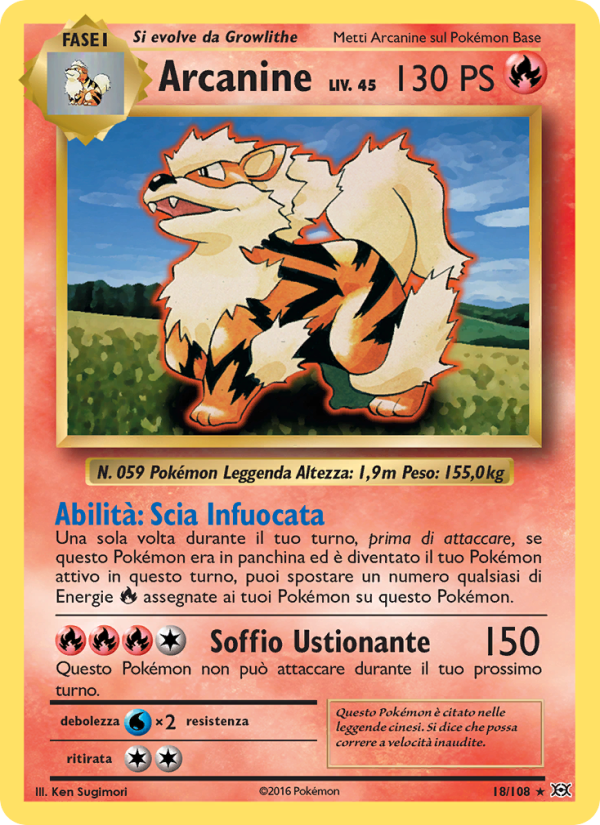 Arcanine 018/113 — Evolutions (Italian Pokémon TCG card)