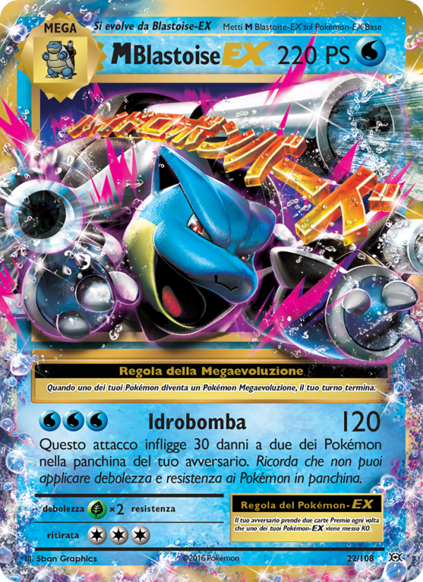 M Blastoise EX 022/113 — Evolutions (Italian Pokémon TCG card)