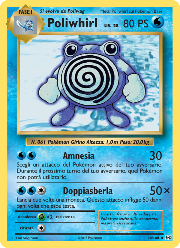 Poliwhirl 024/113 — Evolutions (Italian Pokémon TCG card)
