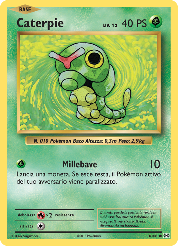 Caterpie 003/113 — Evolutions (Italian Pokémon TCG card)