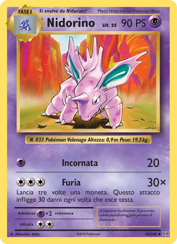 Nidorino 044/113 — Evolutions (Italian Pokémon TCG card)