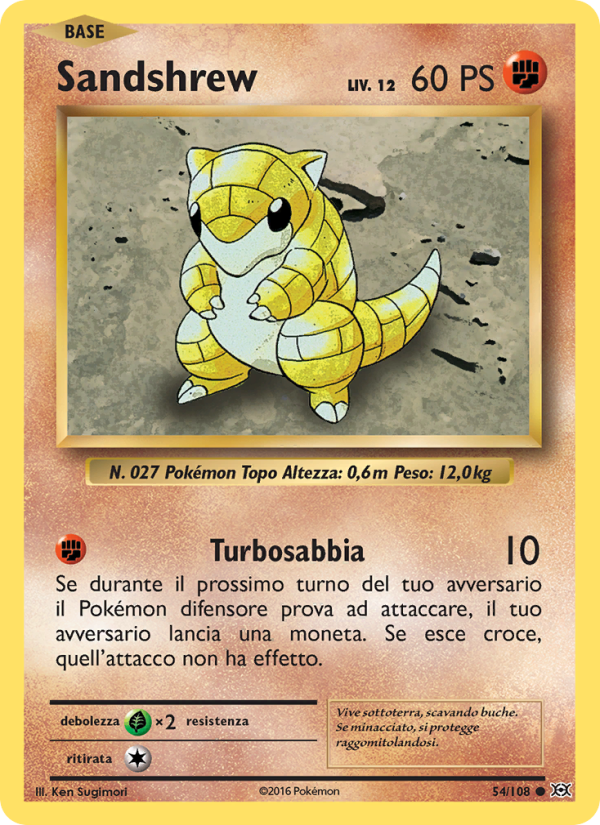 Sandshrew 054/113 — Evolutions (Italian Pokémon TCG card)
