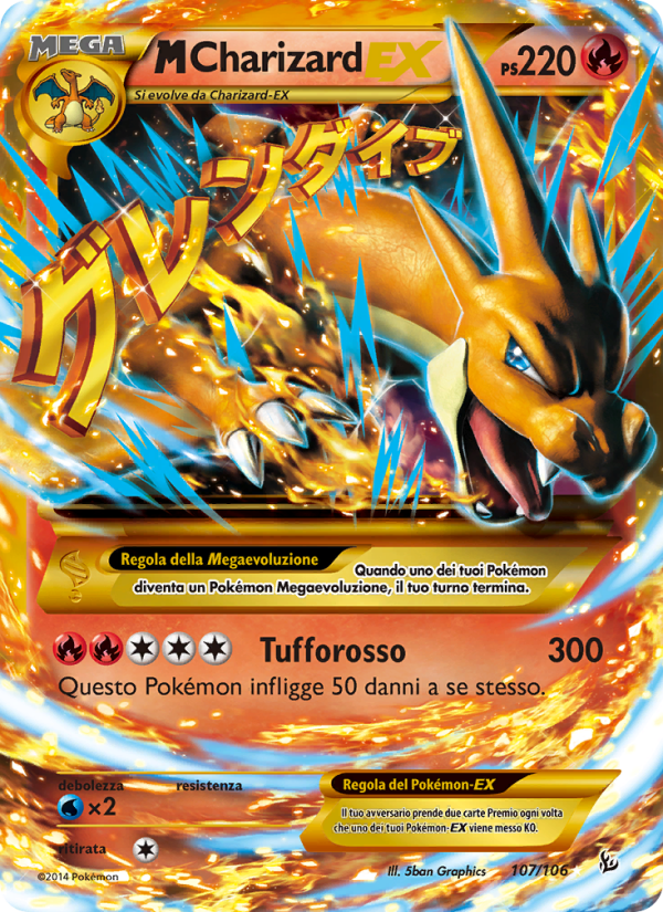 M Charizard EX 107/110 — Flashfire (Italian Pokémon TCG card)