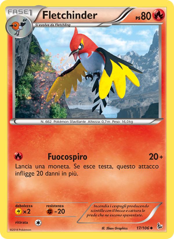 Fletchinder 017/110 — Flashfire (Italian Pokémon TCG card)