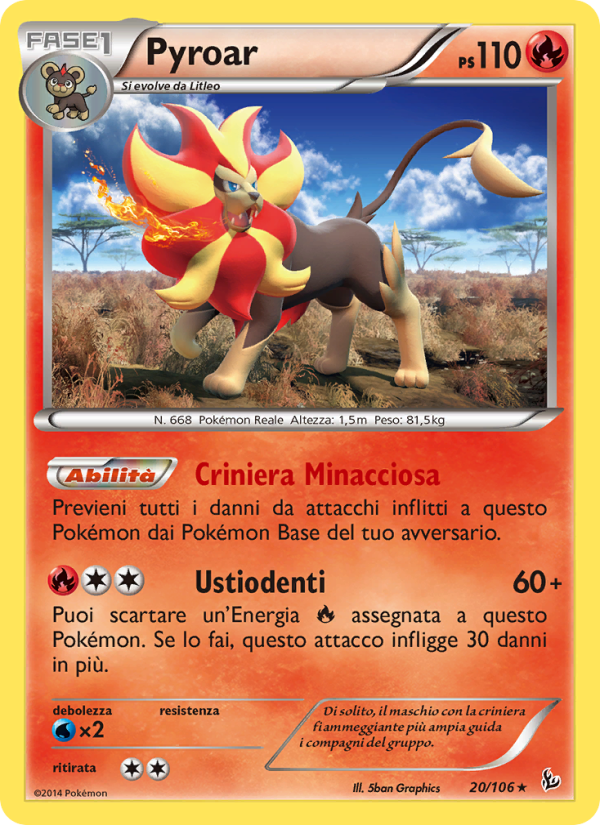 Pyroar 020/110 — Flashfire (Italian Pokémon TCG card)