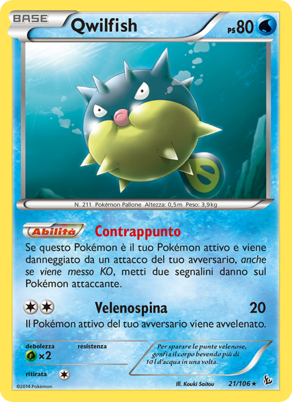 Qwilfish 021/110 — Flashfire (Italian Pokémon TCG card)