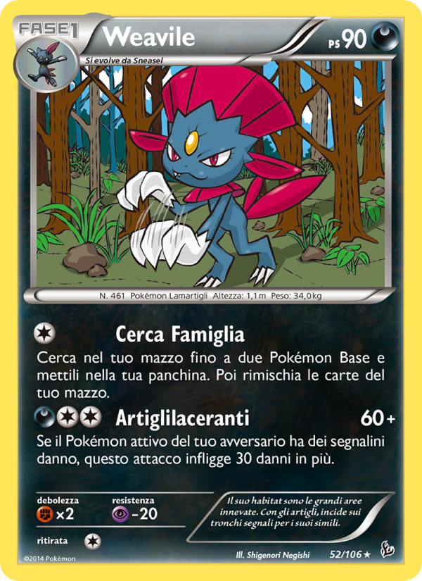 Weavile 052/110 — Flashfire (Italian Pokémon TCG card)