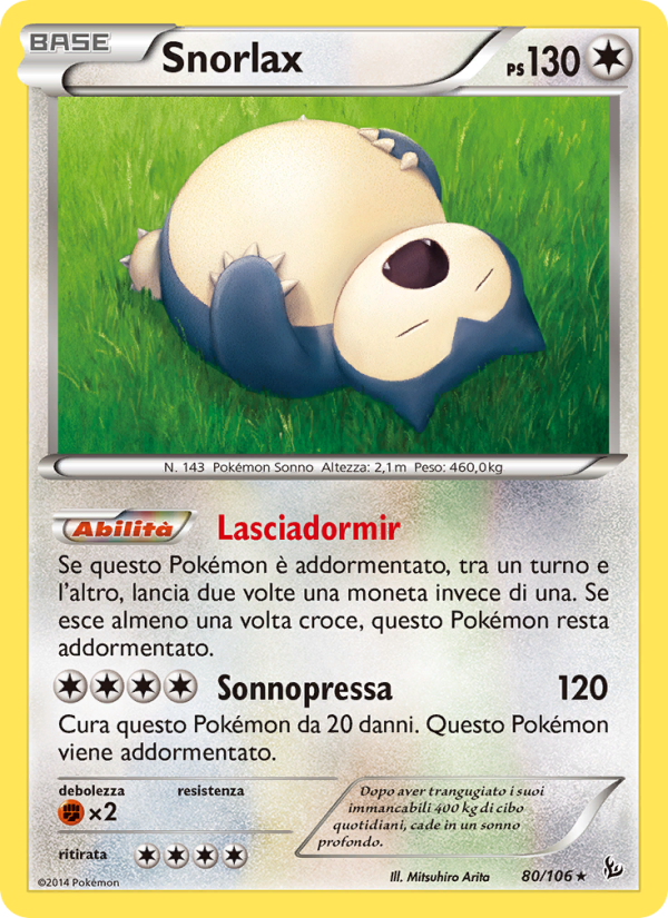 Snorlax 080/110 — Flashfire (Italian Pokémon TCG card)