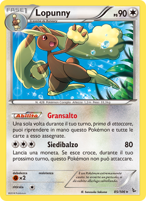 Lopunny 085/110 — Flashfire (Italian Pokémon TCG card)