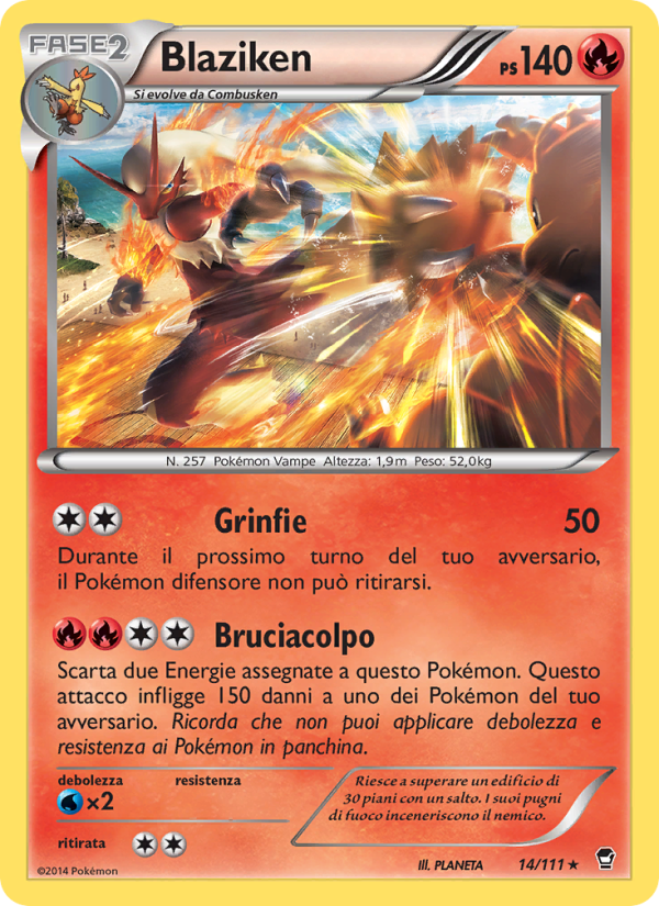 Blaziken 014/114 — Furious Fists (Italian Pokémon TCG card)
