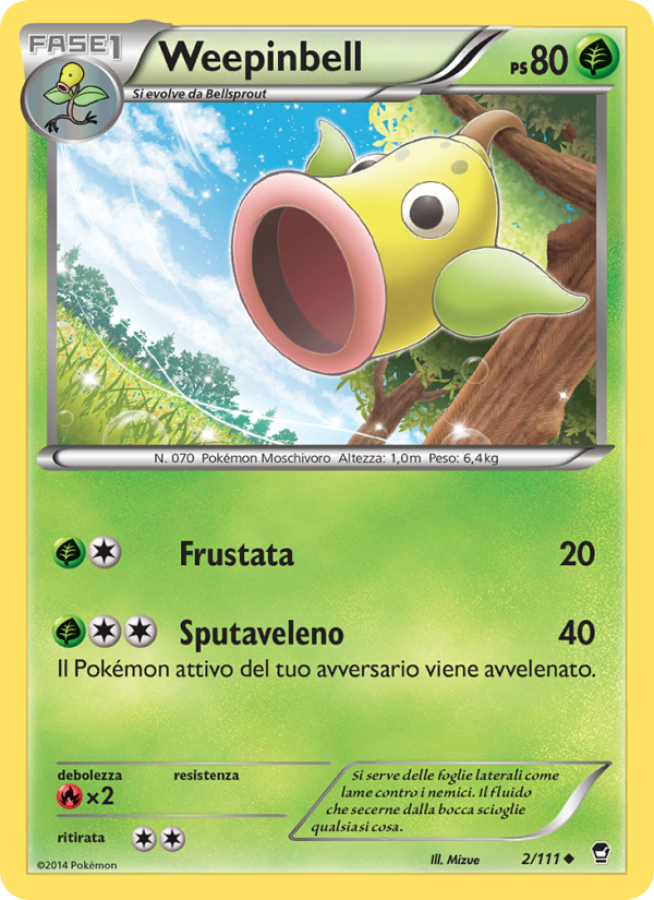 Weepinbell 002/114 — Furious Fists (Italian Pokémon TCG card)