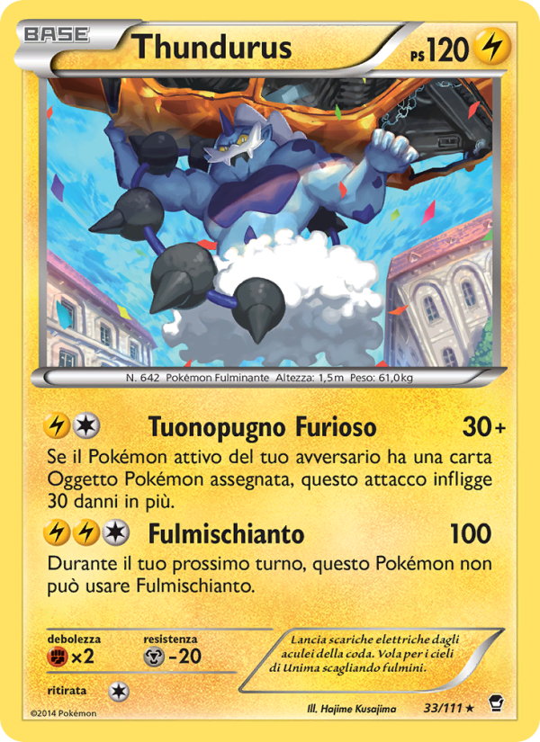 Thundurus 033/114 — Furious Fists (Italian Pokémon TCG card)