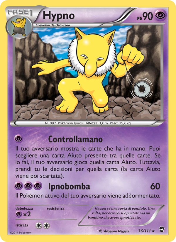 Hypno 036/114 — Furious Fists (Italian Pokémon TCG card)