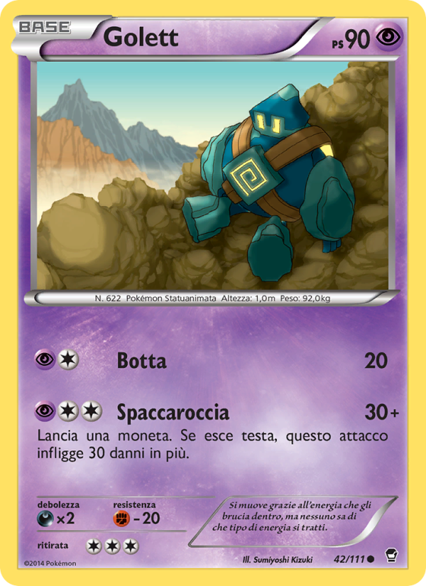 Golett 042/114 — Furious Fists (Italian Pokémon TCG card)