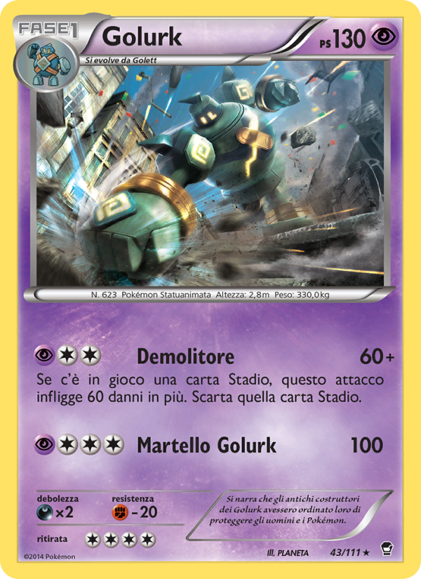 Golurk 043/114 — Furious Fists (Italian Pokémon TCG card)