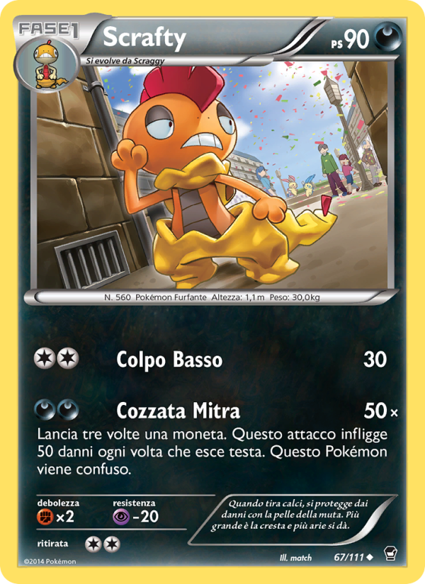 Scrafty 067/114 — Furious Fists (Italian Pokémon TCG card)