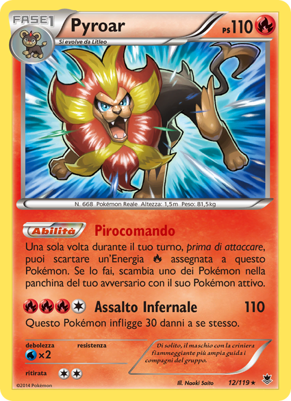 Pyroar 012/124 — Phantom Forces (Italian Pokémon TCG card)