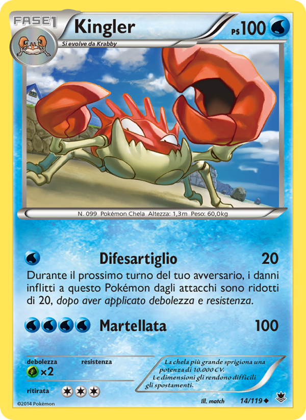 Kingler 014/124 — Phantom Forces (Italian Pokémon TCG card)