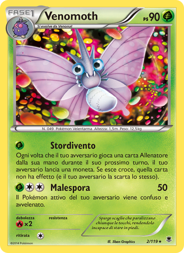 Venomoth 002/124 — Phantom Forces (Italian Pokémon TCG card)