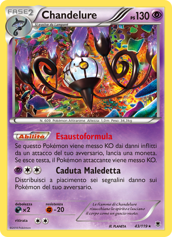 Chandelure 043/124 — Phantom Forces (Italian Pokémon TCG card)