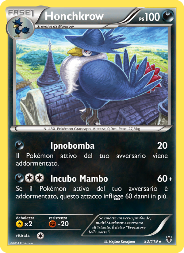 Honchkrow 052/124 — Phantom Forces (Italian Pokémon TCG card)