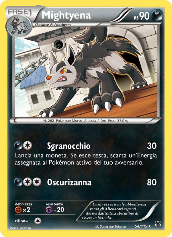Mightyena 054/124 — Phantom Forces (Italian Pokémon TCG card)