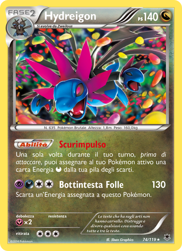 Hydreigon 074/124 — Phantom Forces (Italian Pokémon TCG card)