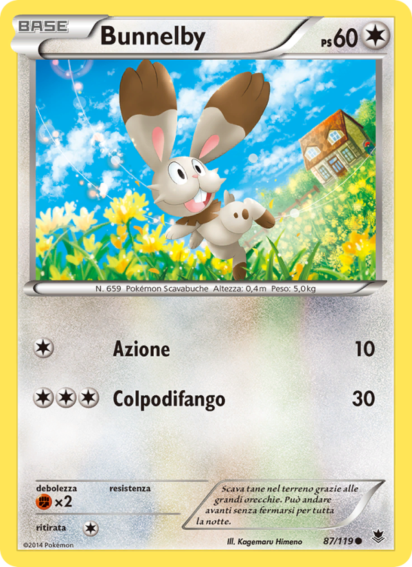 Bunnelby 087/124 — Phantom Forces (Italian Pokémon TCG card)