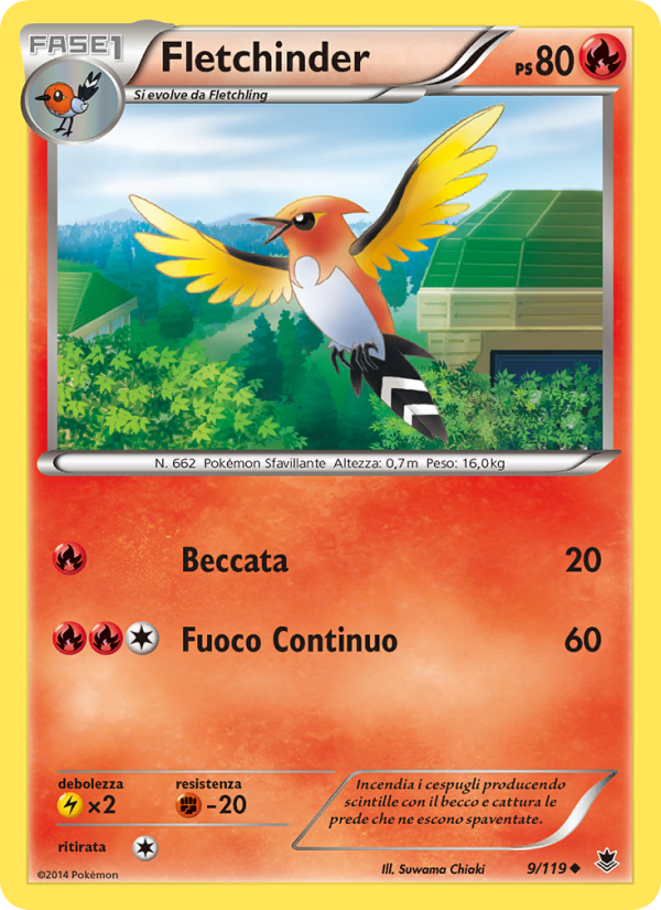 Fletchinder 009/124 — Phantom Forces (Italian Pokémon TCG card)