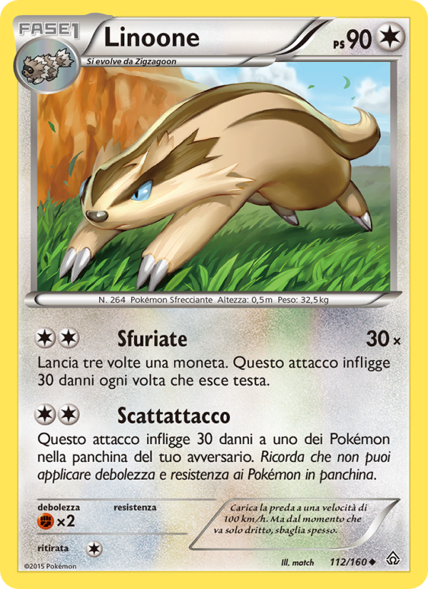 Linoone 112/164 — Primal Clash (Italian Pokémon TCG card)