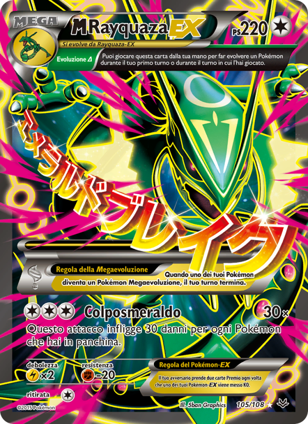 M Rayquaza EX 105/112 — Roaring Skies (Italian Pokémon TCG card)