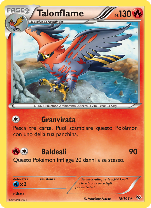 Talonflame 015/112 — Roaring Skies (Italian Pokémon TCG card)