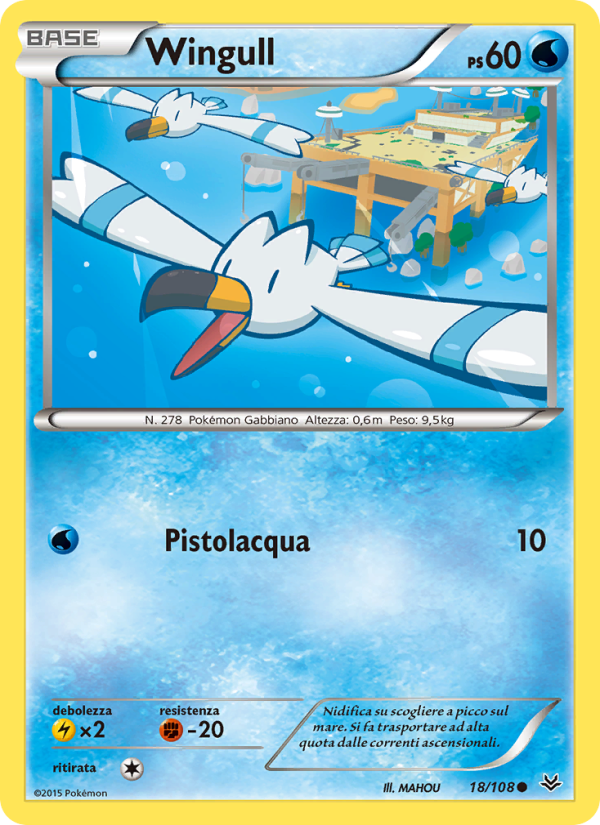 Wingull 018/112 — Roaring Skies (Italian Pokémon TCG card)
