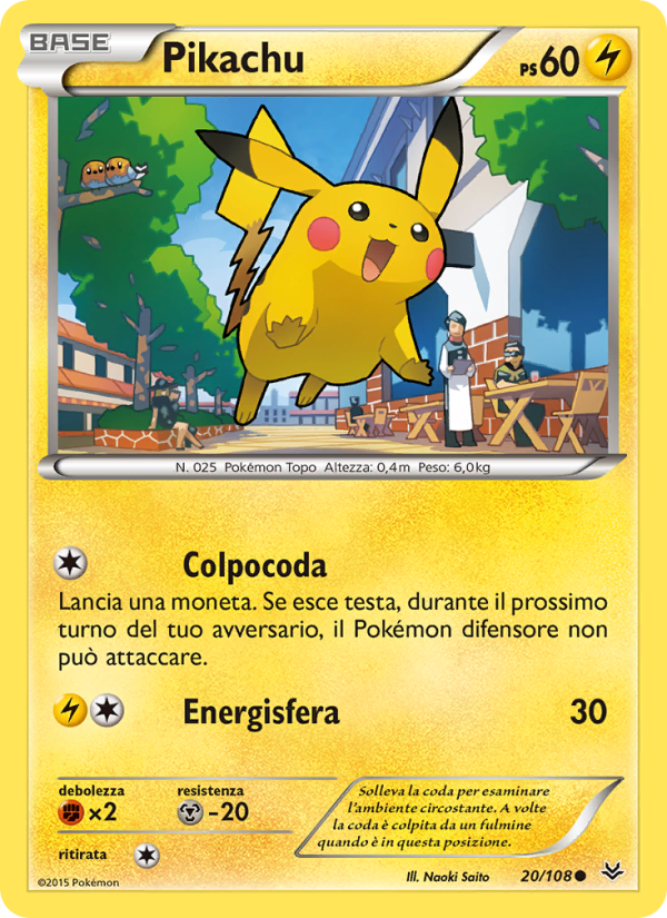 Pikachu 020/112 — Roaring Skies (Italian Pokémon TCG card)