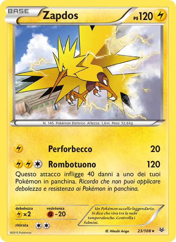 Zapdos 023/112 — Roaring Skies (Italian Pokémon TCG card)