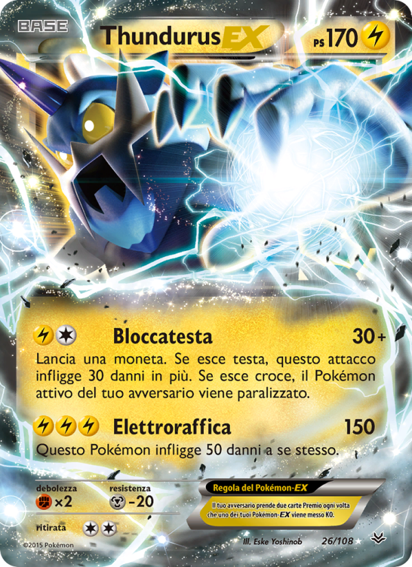 Thundurus EX 026/112 — Roaring Skies (Italian Pokémon TCG card)