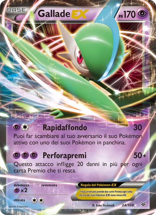 Gallade EX 034/112 — Roaring Skies (Italian Pokémon TCG card)