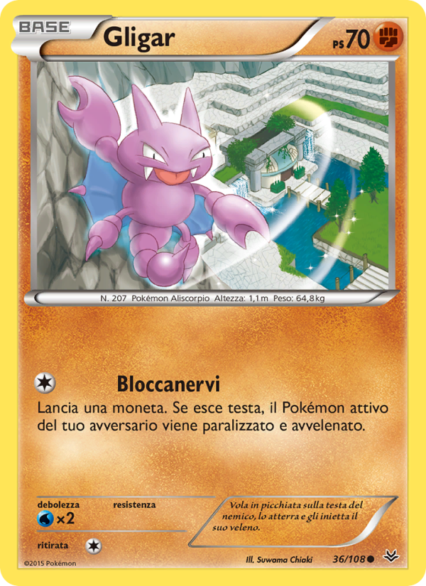 Gligar 036/112 — Roaring Skies (Italian Pokémon TCG card)