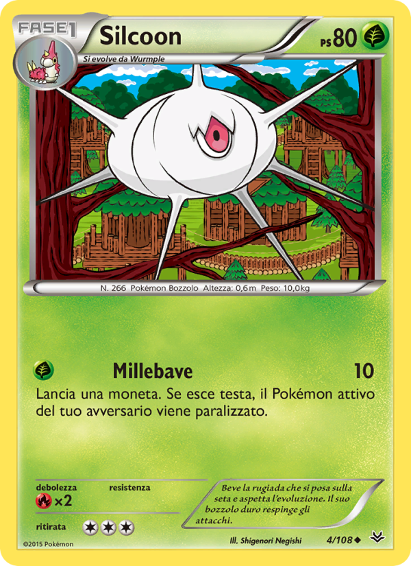 Silcoon 004/112 — Roaring Skies (Italian Pokémon TCG card)