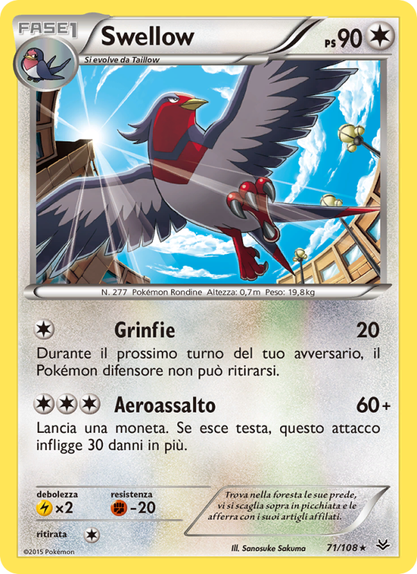 Swellow 071/112 — Roaring Skies (Italian Pokémon TCG card)