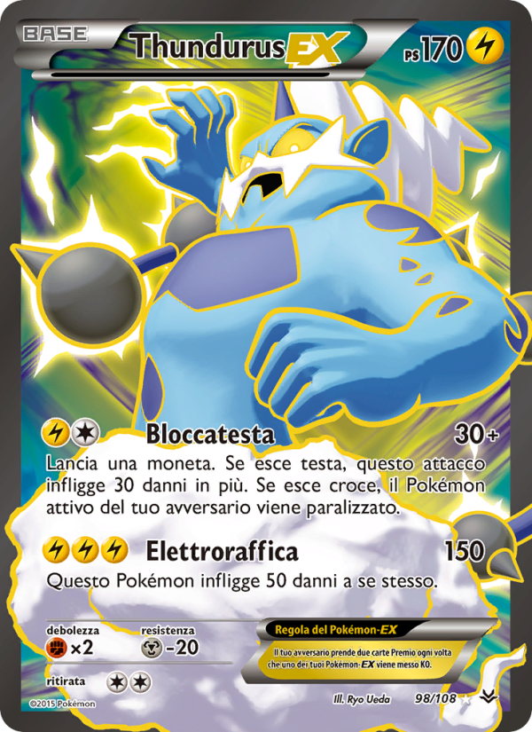 Thundurus EX 098/112 — Roaring Skies (Italian Pokémon TCG card)