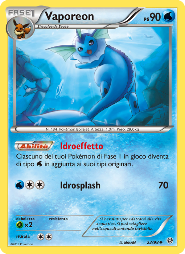 Vaporeon 022/101 — Ancient Origins (Italian Pokémon TCG card)