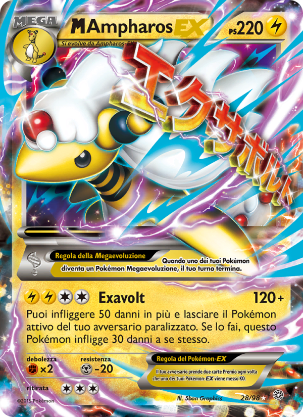 M Ampharos EX 028/101 — Ancient Origins (Italian Pokémon TCG card)