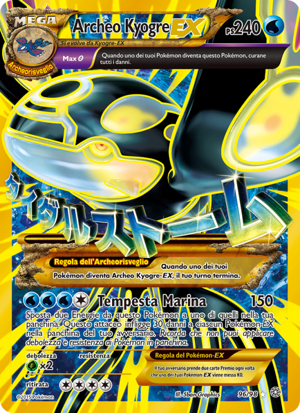 Archeo Kyogre EX 096/101 — Ancient Origins (Italian Pokémon TCG card)