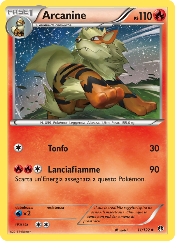 Arcanine 011/126 — BREAKpoint (Italian Pokémon TCG card)