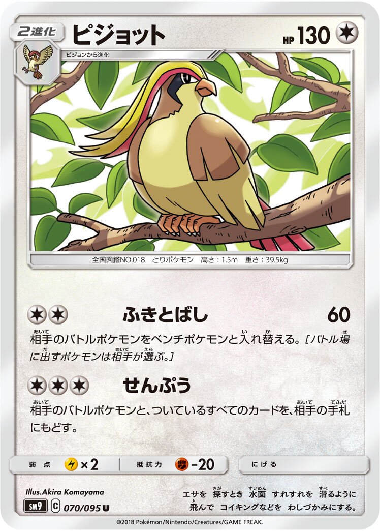 Pidgeot 070/095 — Tag Bolt (Japanese Pokémon TCG card)