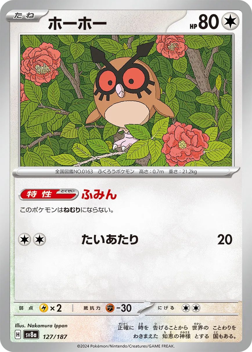 Hoothoot 127/187 — Terastal Festival ex (Japanese Pokémon TCG card)