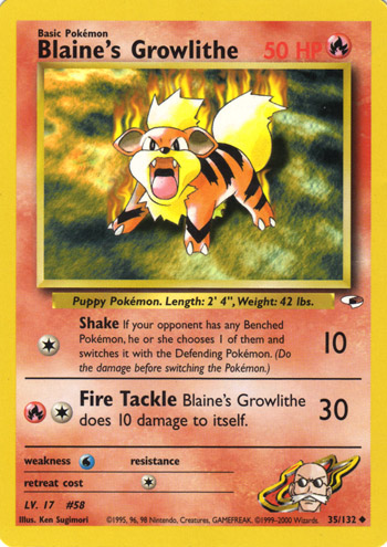 Blaine's Growlithe [Glossy] — Unnumbered Promotional 1999 (Japanese Pokémon TCG card)