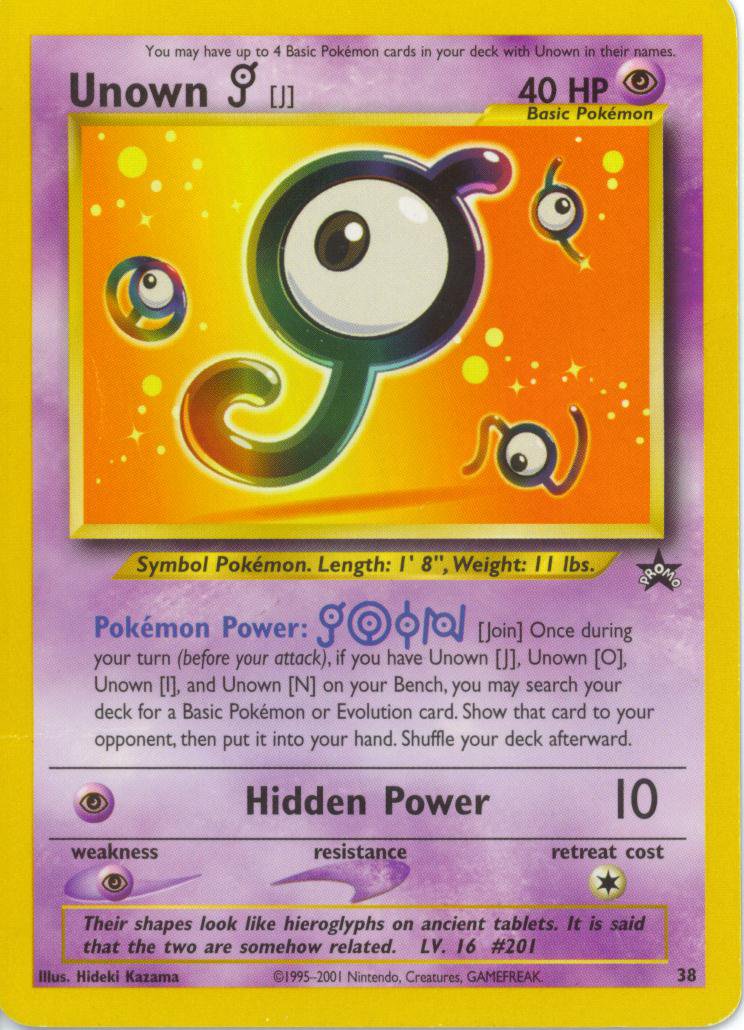 Unown [J] [Join | Hidden Power] — Unnumbered Promos (Japanese Pokémon TCG card)
